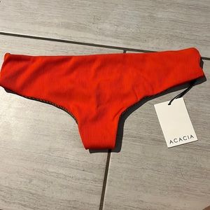 NWT Acacia Swimwear Bikini Mumbai Ribbed Bottoms print Persimmon